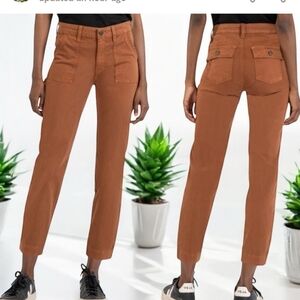 Kut From the Kloth Chris High Waist  Straight Leg Rust Pants Size 10